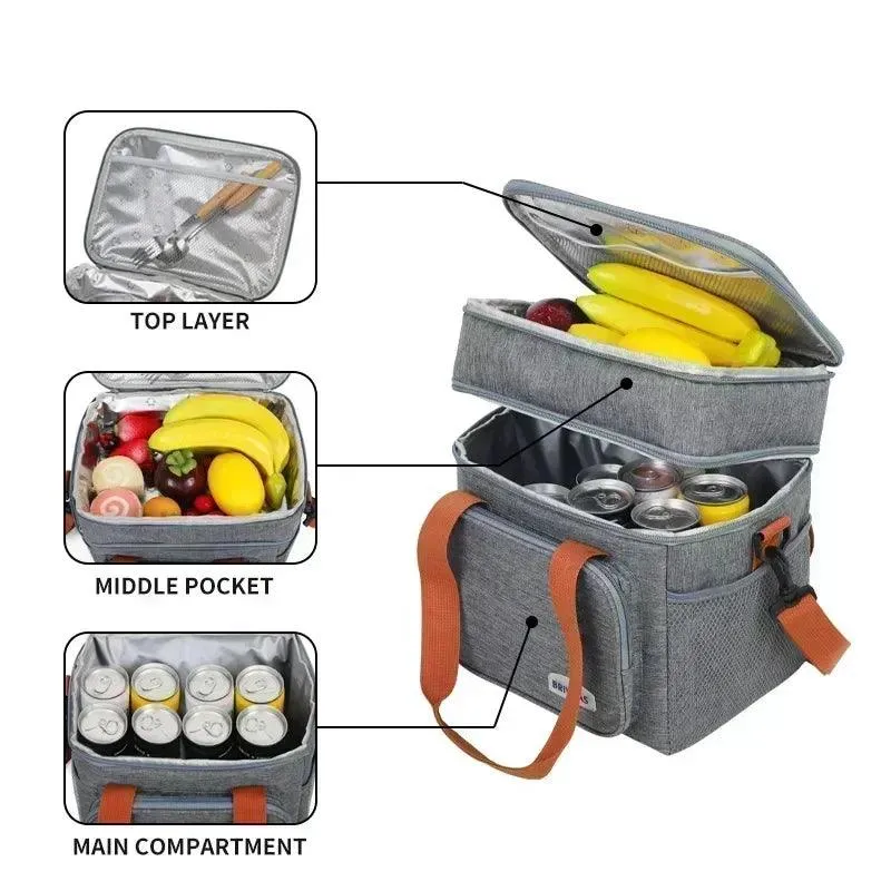 🍱 BAGNEER Thermal Lunch Bag | Picnic Food Cooler Bags | Insulated, Leakproof, Waterproof Lunch Bag with Shoulder Strap for Office & School 🎒