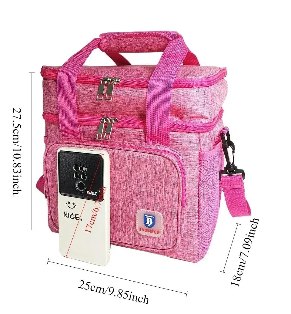 🍱 BAGNEER Thermal Lunch Bag | Picnic Food Cooler Bags | Insulated, Leakproof, Waterproof Lunch Bag with Shoulder Strap for Office & School 🎒