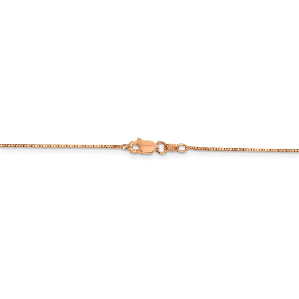 0.7mm, 14k Rose Gold, Box Chain Necklace