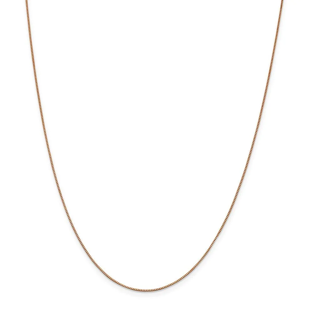 0.7mm, 14k Rose Gold, Box Chain Necklace