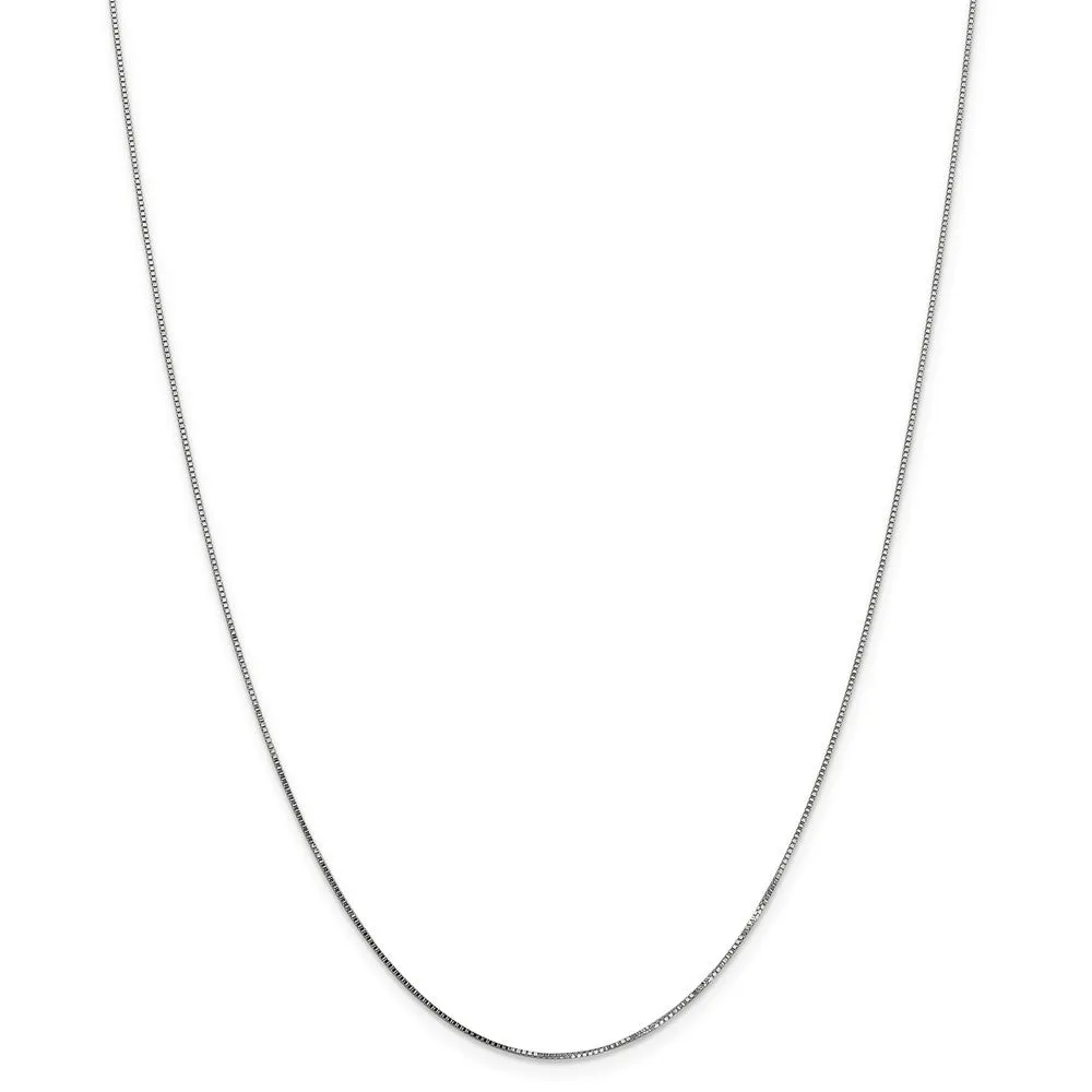 0.8mm 14K White Gold Solid Box Chain Necklace