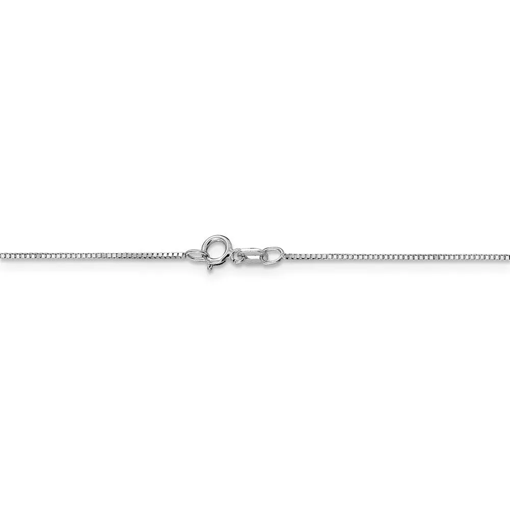 0.8mm 14K White Gold Solid Box Chain Necklace