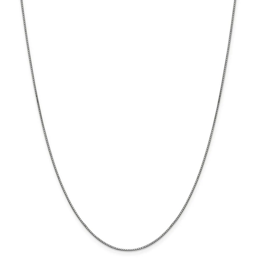 0.9mm, 14k White Gold, Box Chain Necklace