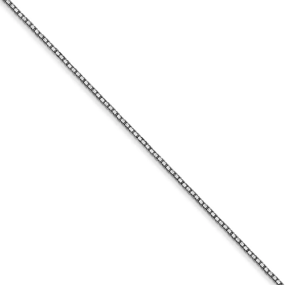 0.9mm, 14k White Gold, Box Chain Necklace