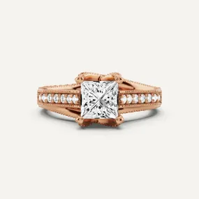 1 1/3 ctw Princess Diamond Luxe Side Stone Engagement Ring