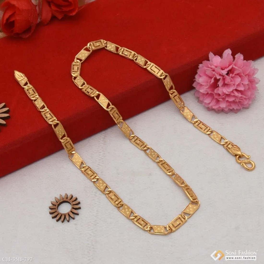 1 Gram Gold Forming Nawabi Exquisite Design High-Quality Chain for Men - Style B797