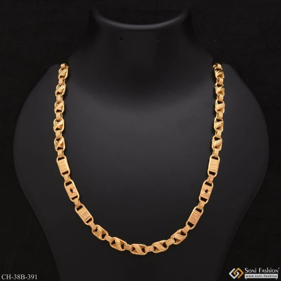 1 Gram Gold - Kohli with Nawabi Fashionable Design Gold Plated Chain - Style B391