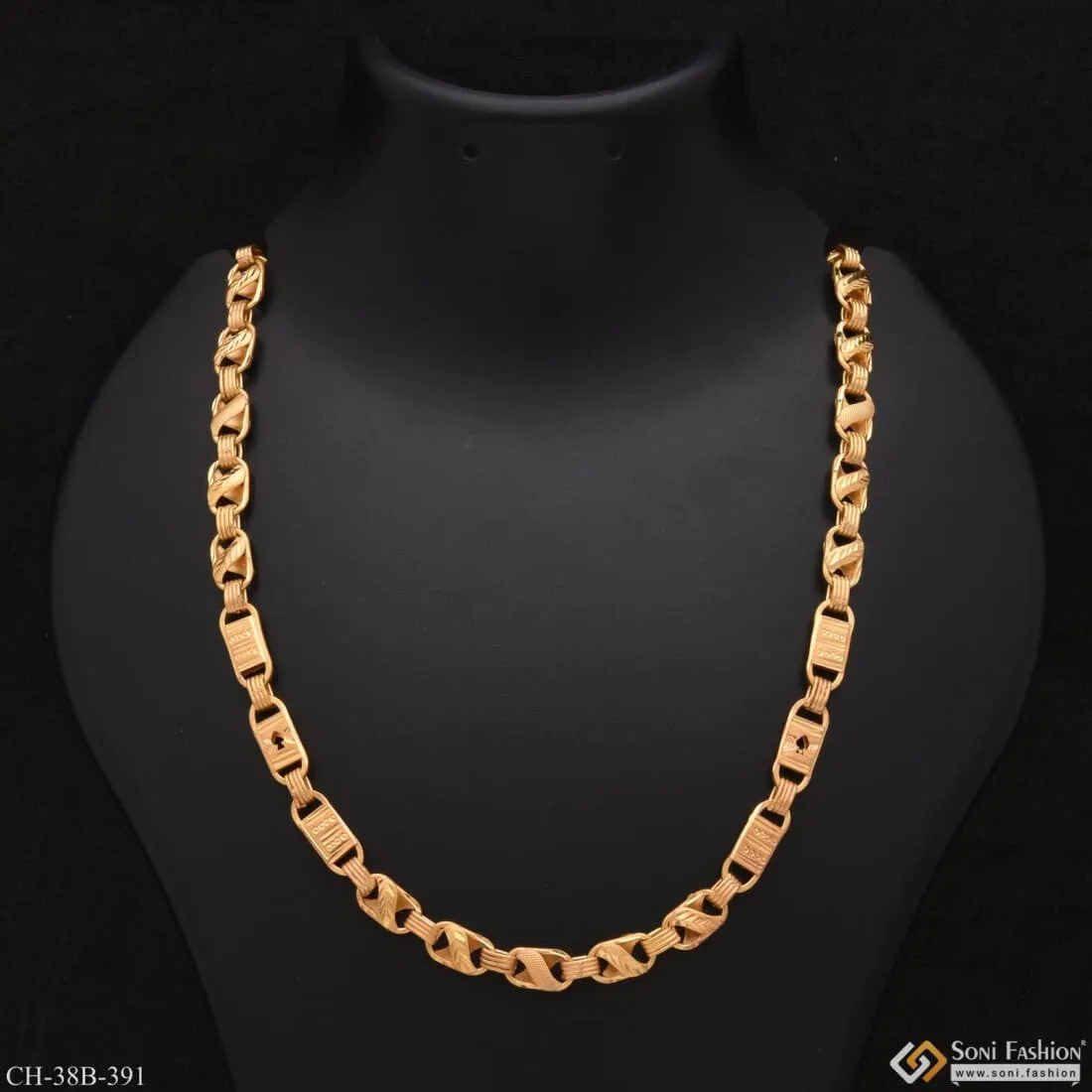 1 Gram Gold - Kohli with Nawabi Fashionable Design Gold Plated Chain - Style B391