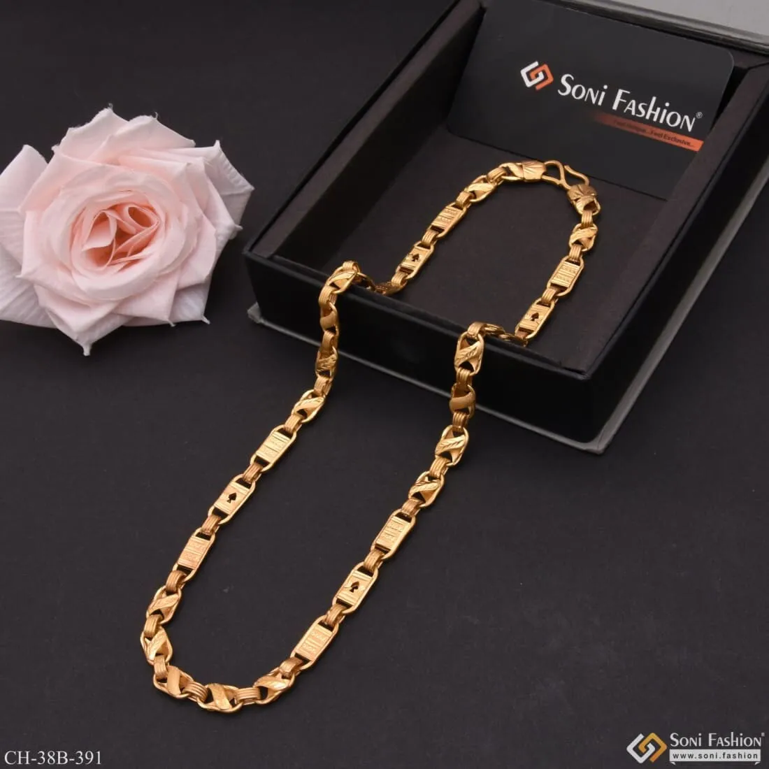 1 Gram Gold - Kohli with Nawabi Fashionable Design Gold Plated Chain - Style B391