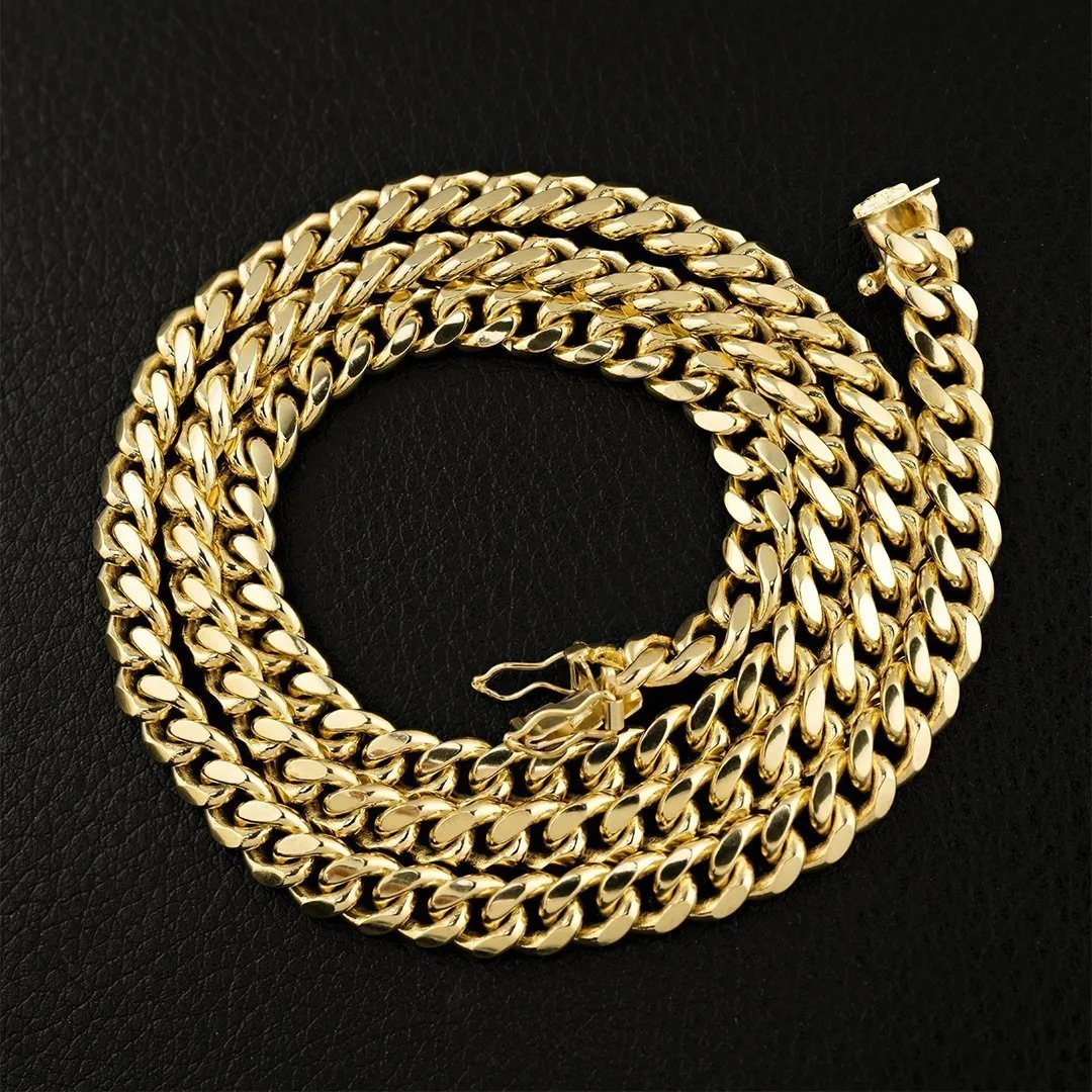 10k Yellow Gold Hollow Cuban Link Chain 7 mm