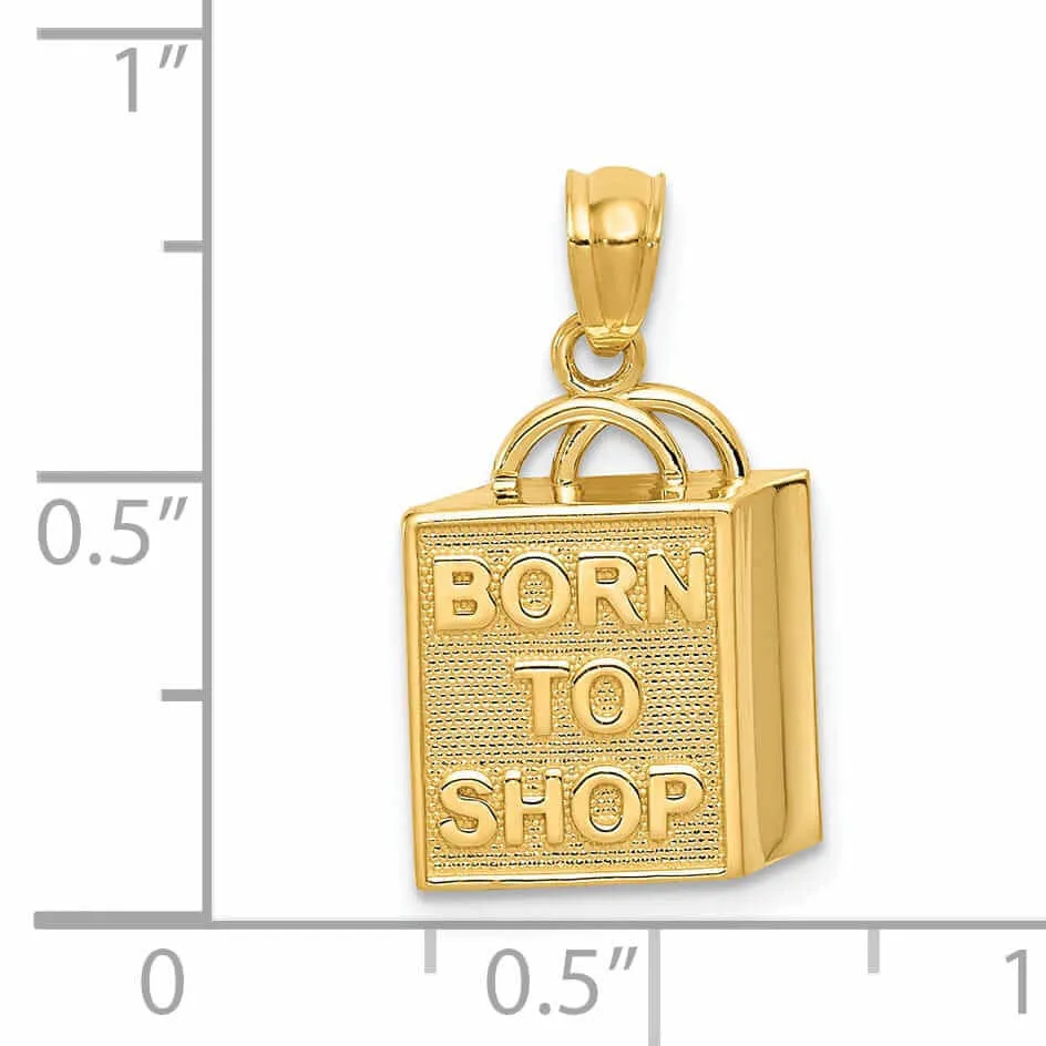 14 Yellow Gold Shopping Bag Born to Shop Charm