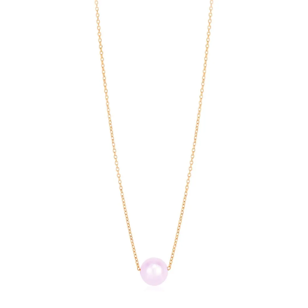 14k Rose Gold Pearl Solitaire Necklace