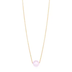 14k Rose Gold Pearl Solitaire Necklace