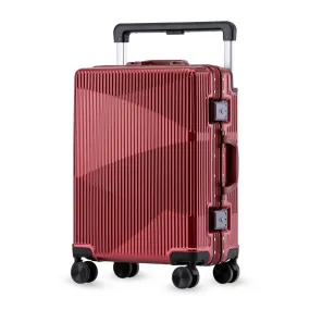 20 Inch: Trolley Bags with 360° Spinner Wheels & TSA Lock | Includes Free Trolley Cover | 41 Litres | Metallic Red