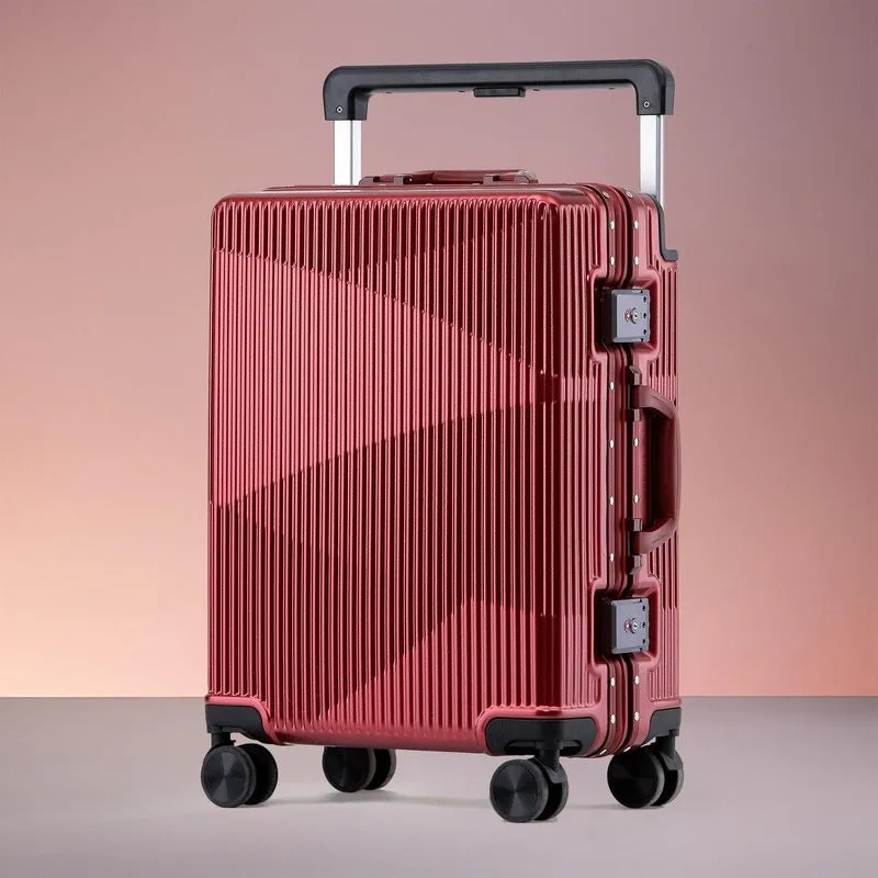 20 Inch: Trolley Bags with 360° Spinner Wheels & TSA Lock | Includes Free Trolley Cover | 41 Litres | Metallic Red