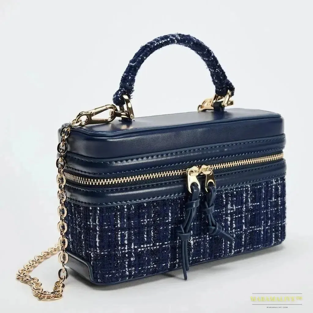 2025 Vintage Woolen Box Handbag - Designer Luxury Gothic Crossbody with Square Chain & Clutch