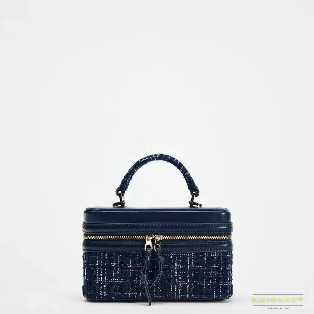 2025 Vintage Woolen Box Handbag - Designer Luxury Gothic Crossbody with Square Chain & Clutch