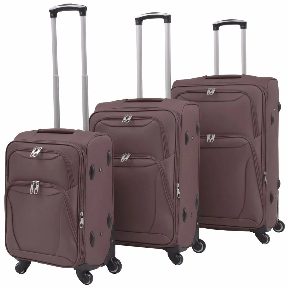 3 Piece Soft Case Trolley Set Black