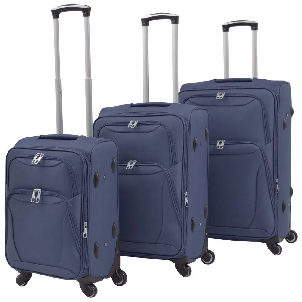 3 Piece Soft Case Trolley Set Black