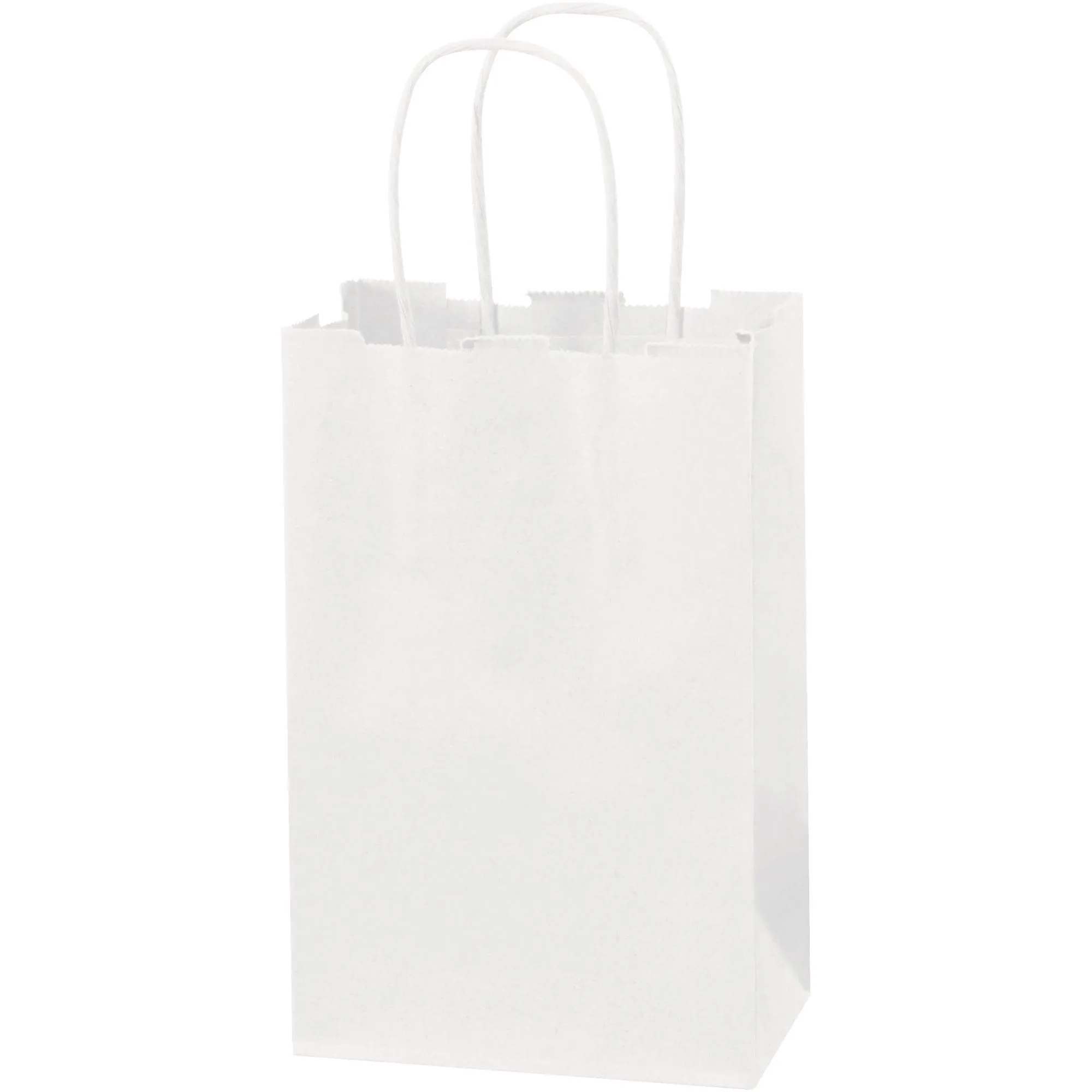 5 1/2 x 3 1/4 x 8 3/8" White Paper Shopping Bags