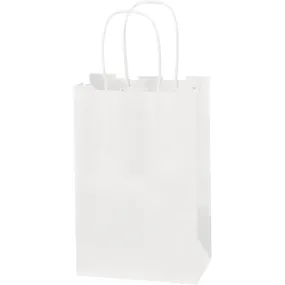 5 1/2 x 3 1/4 x 8 3/8" White Paper Shopping Bags