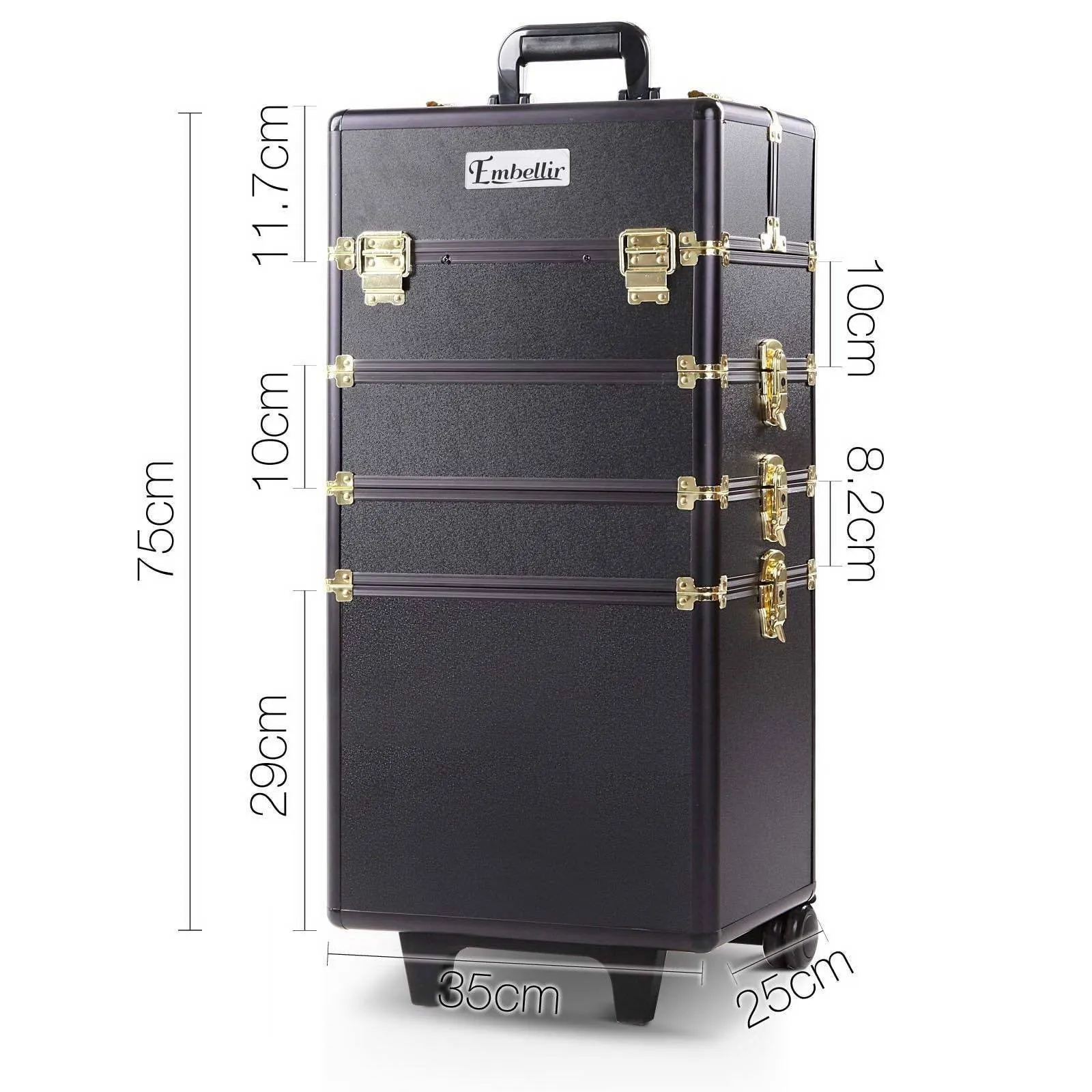 7 in 1 Portable Cosmetic Beauty Makeup Trolley - Black & Gold