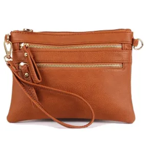 AD2581 Small Double Zipper Crossbody/Wristlet