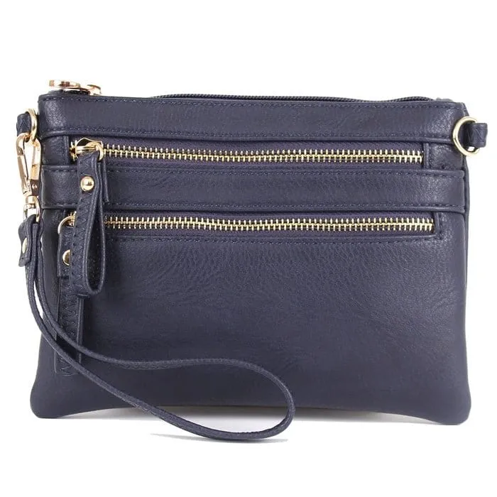 AD2581 Small Double Zipper Crossbody/Wristlet