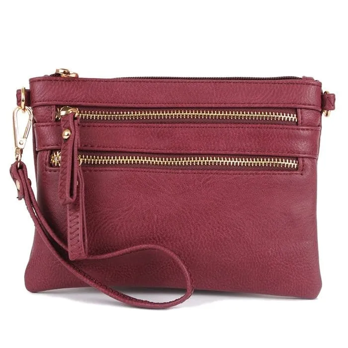 AD2581 Small Double Zipper Crossbody/Wristlet