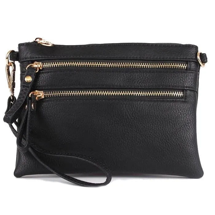 AD2581 Small Double Zipper Crossbody/Wristlet