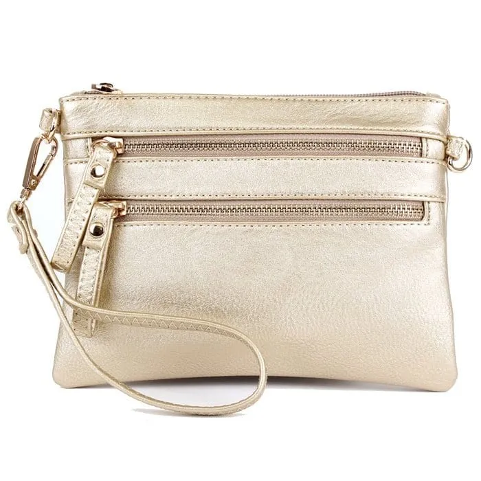 AD2581 Small Double Zipper Crossbody/Wristlet