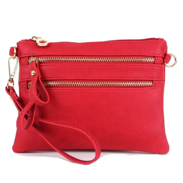 AD2581 Small Double Zipper Crossbody/Wristlet