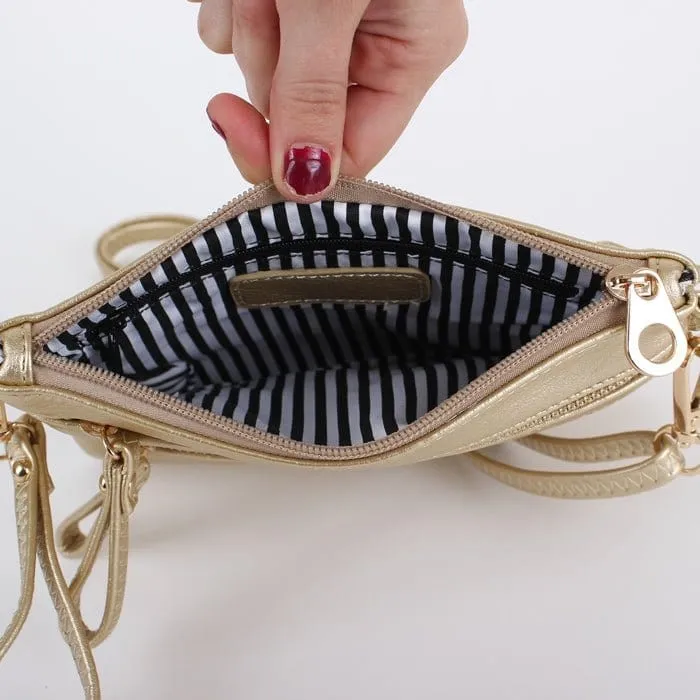 AD2581 Small Double Zipper Crossbody/Wristlet