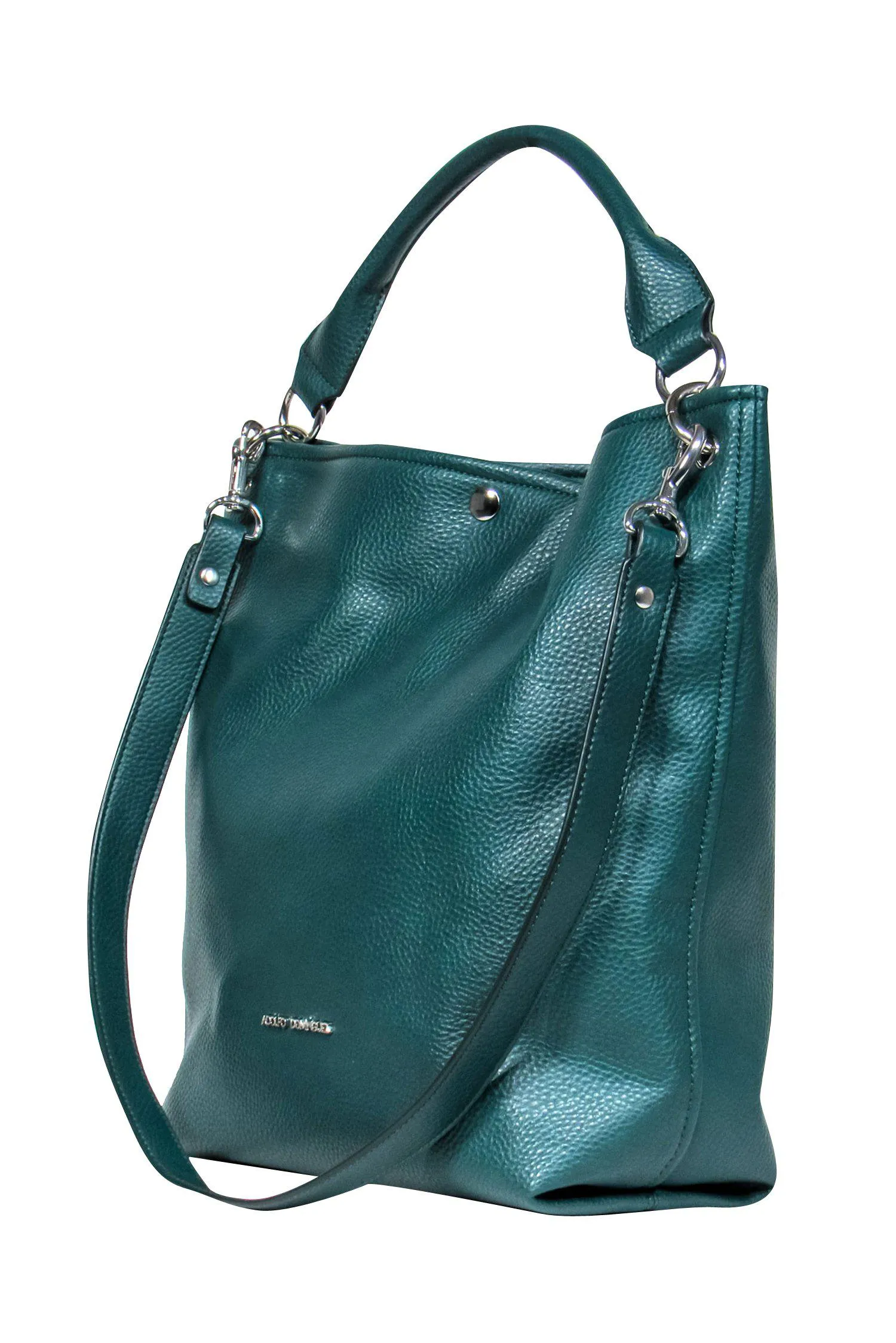 Adolfo Dominguez - Emerald Green Pebbled Leather Convertible Tote