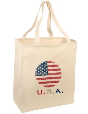 American Flag Scribble Large Grocery Tote Bag