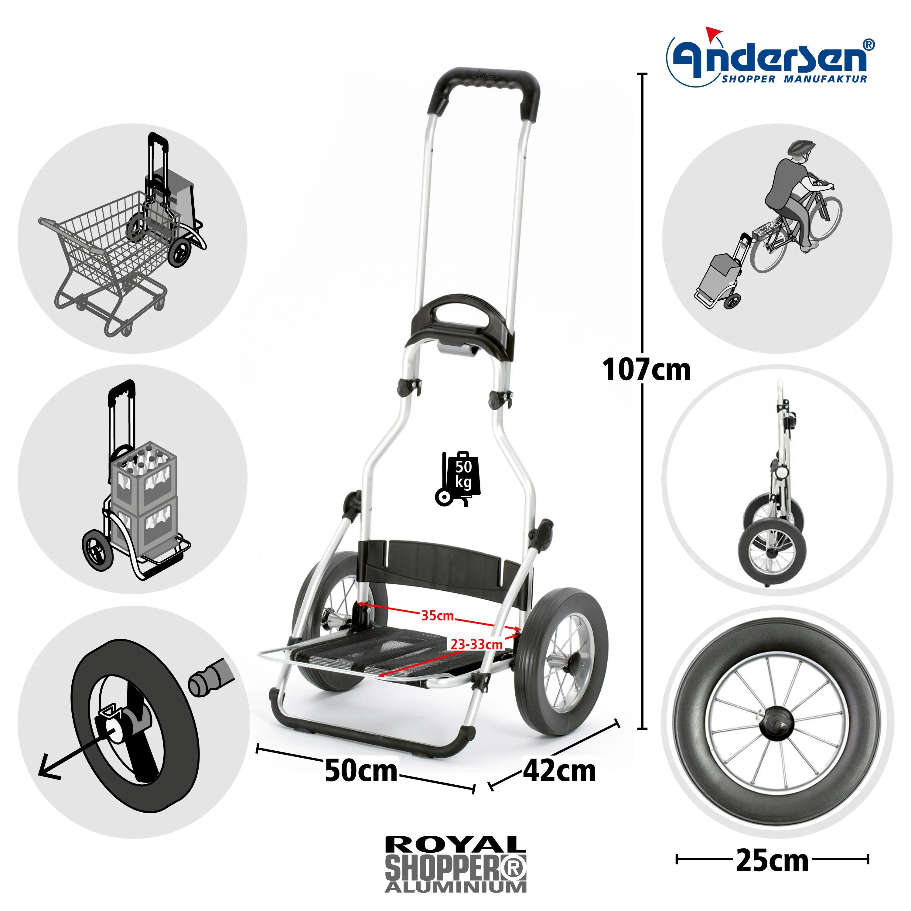 Andersen-Shopper | Bike Trailer | Shopping Trolley | Royal Frame | Gese Bag