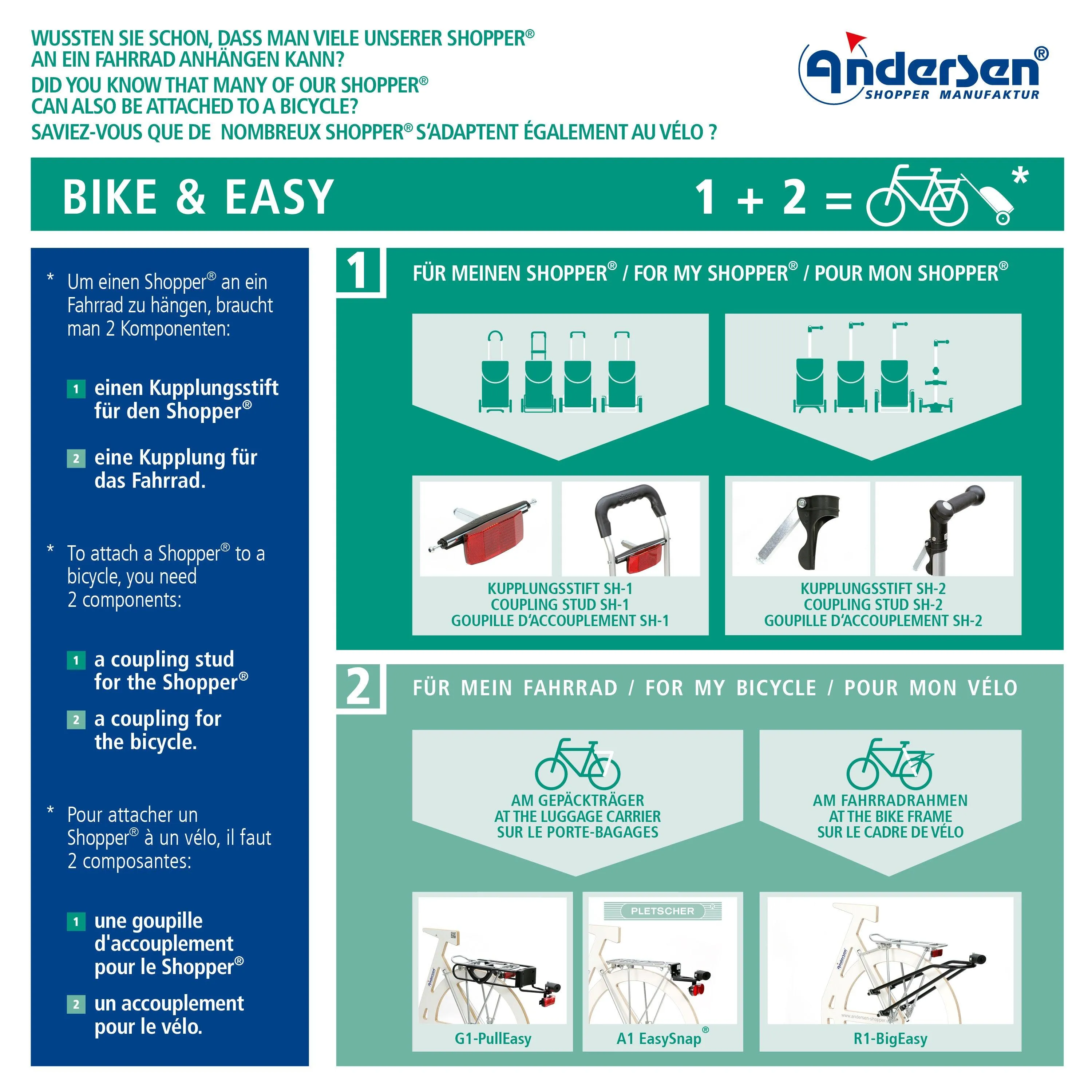 Andersen-Shopper | Bike Trailer | Shopping Trolley | Royal Frame | Gese Bag