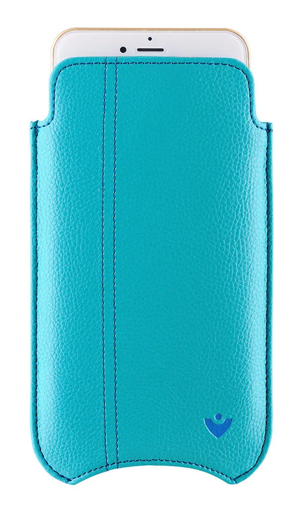 Apple iPhone 12 Pro Max Wallet Case in Teal Blue Vegan Leather | Screen Cleaning Sanitizing Lining