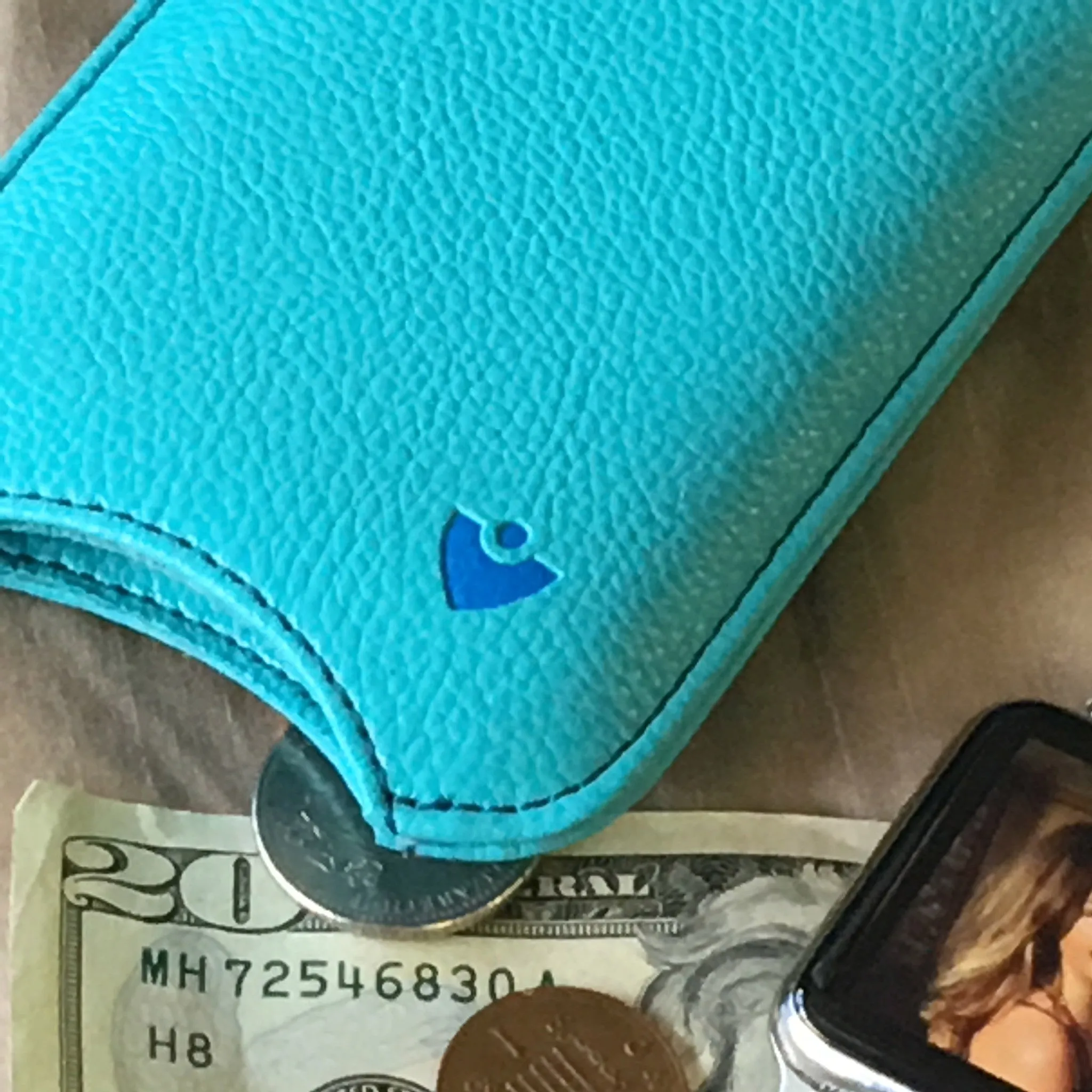 Apple iPhone 12 Pro Max Wallet Case in Teal Blue Vegan Leather | Screen Cleaning Sanitizing Lining