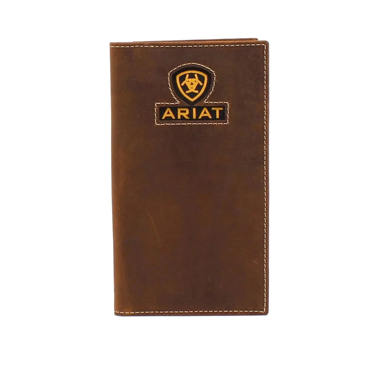 Ariat Men's Inlay Logo Brown Wallet/ Checkbook Cover