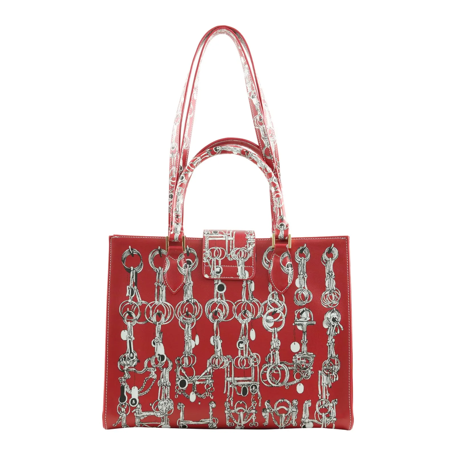 Audrey Tote_Medium_Horse Chain_Red