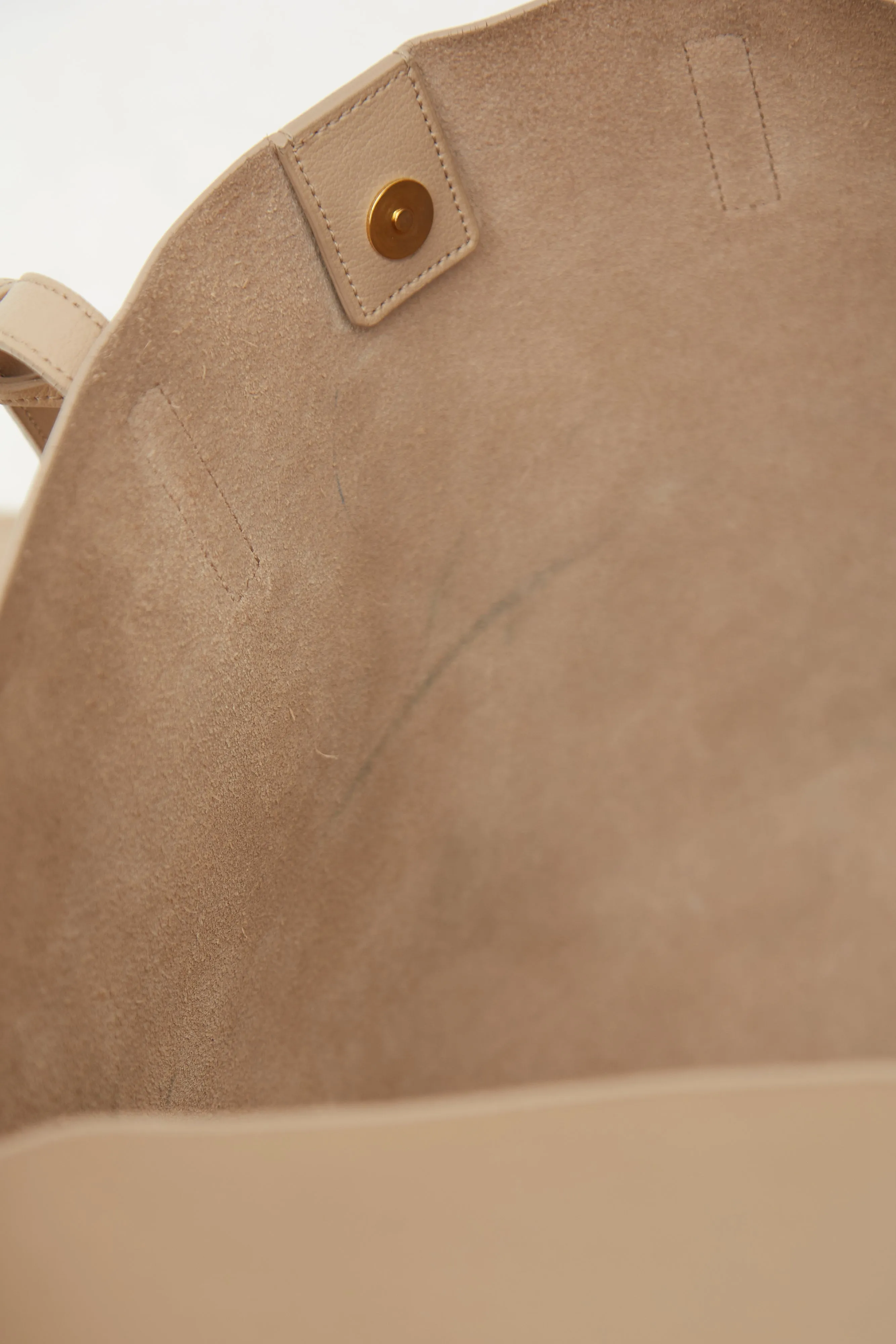 Beige Leather Shopping Tote