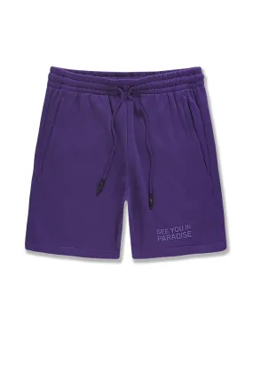 Big Men's Retro Paradise Tonal Shorts (Purple)