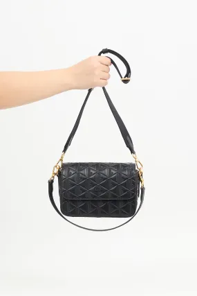 Black Embossed Leather Maheki Bag