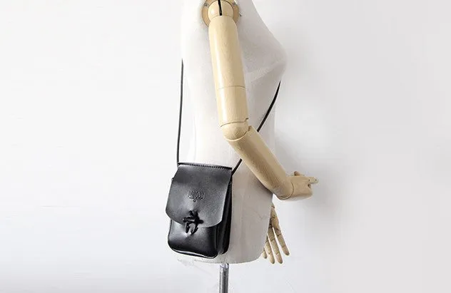 Black Leather Phone Crossbody Bag Womens Cell Phone Crossbody Bag Crossbody Bag Small Leather