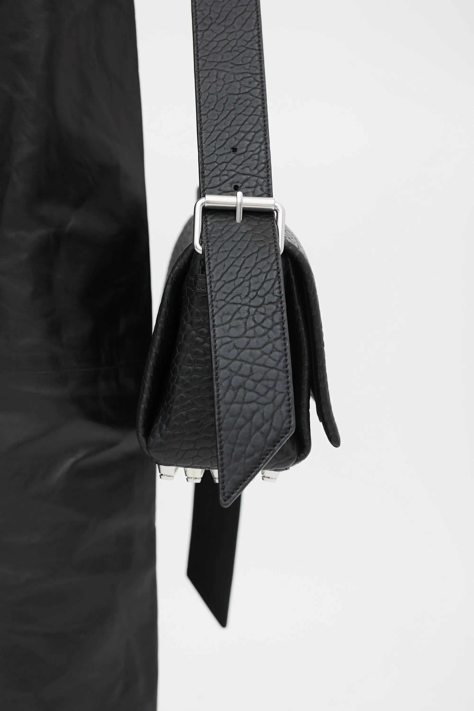 Black Leather Ricco Medium Flap Bag