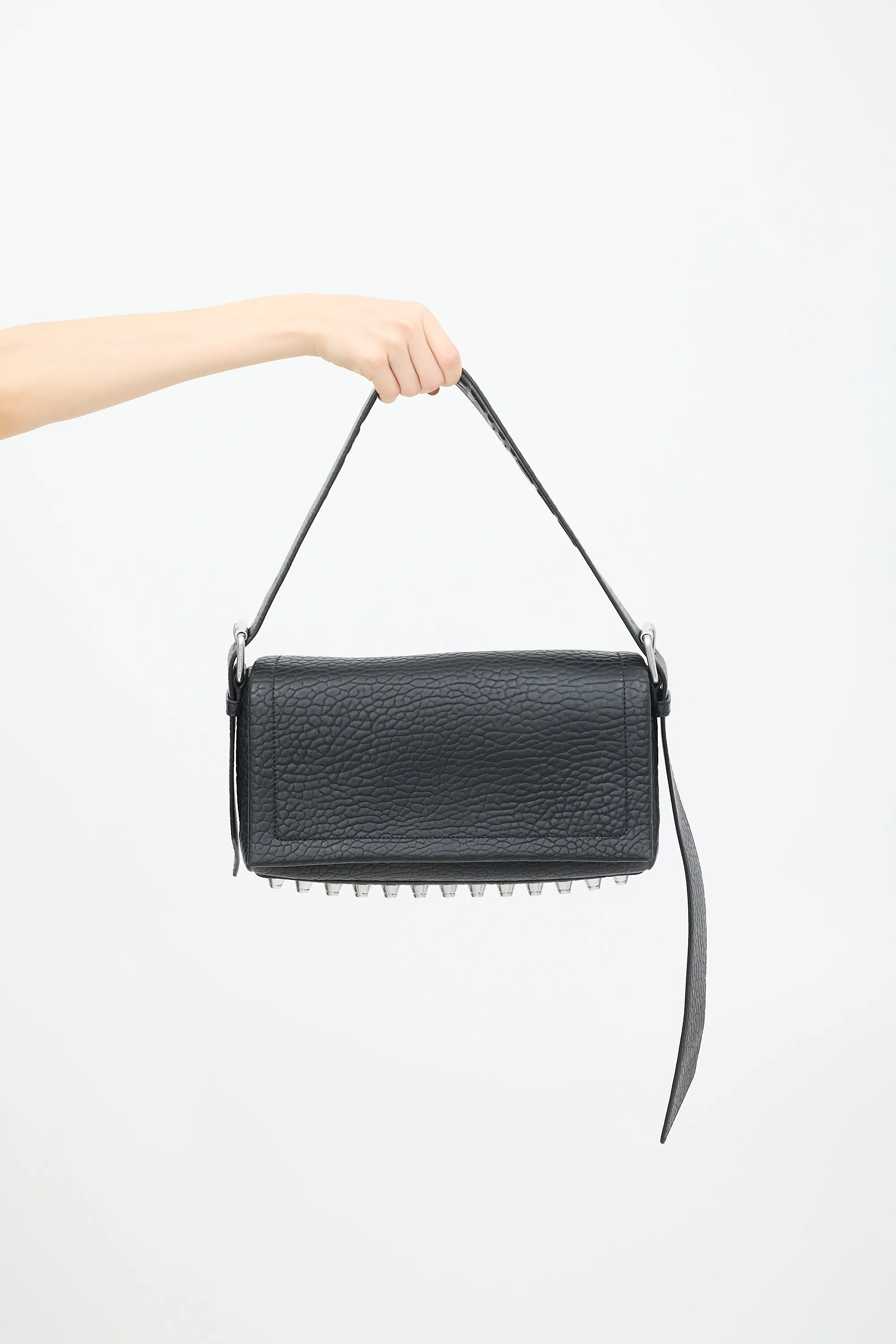 Black Leather Ricco Medium Flap Bag