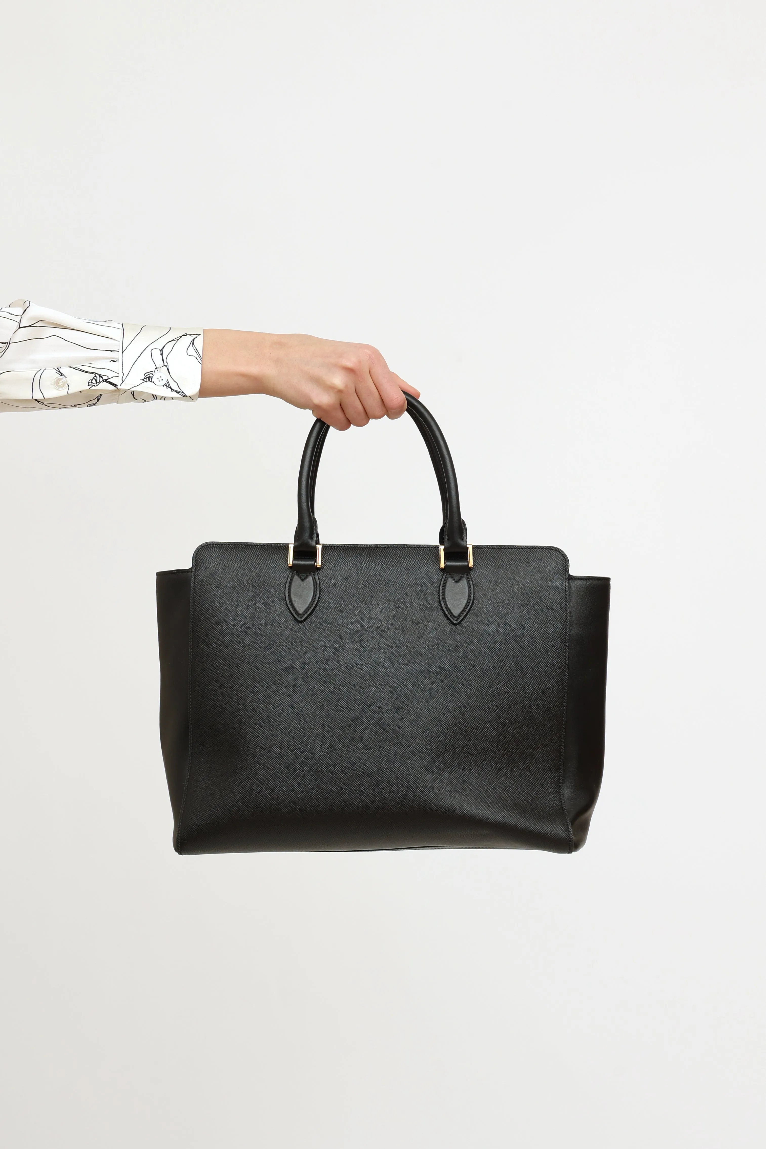 Black Saffiano Top Handle Bag