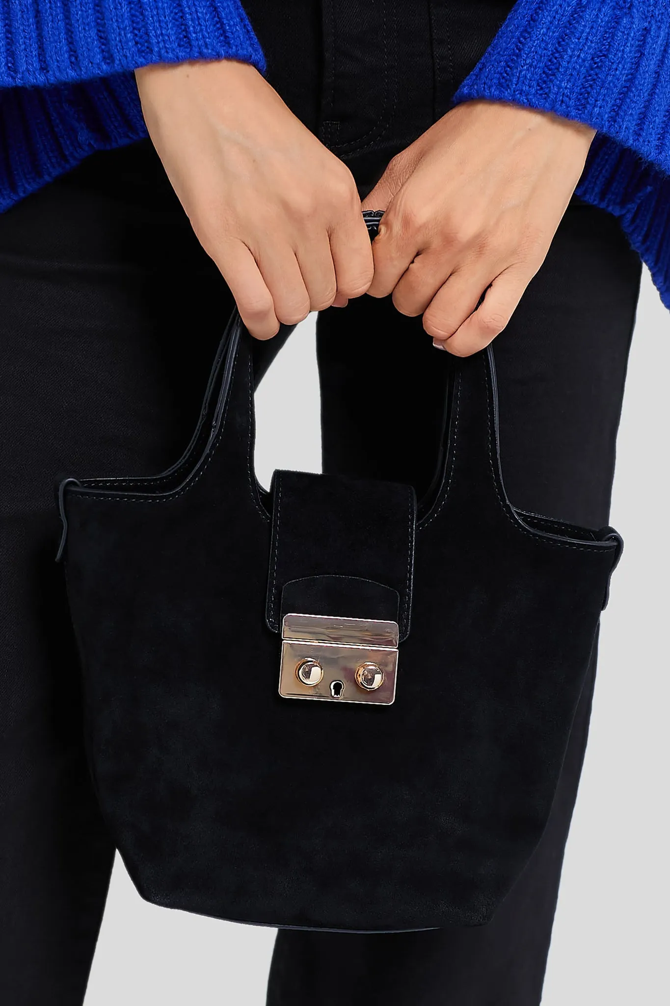 Black Suede Mini Market Tote