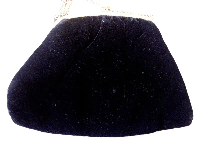 Black Velvet Purse with Leather Bow